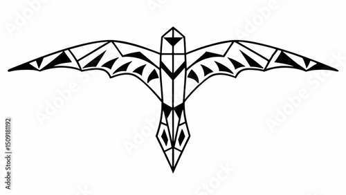 intricate geometric bat, dark abstract wings
