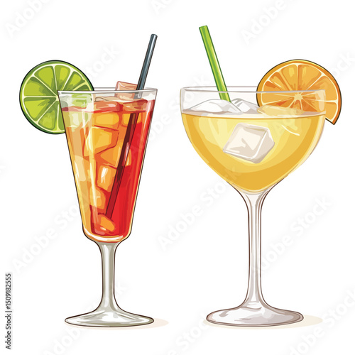 Professional Traditional Cocktail Drinks Photography on White Background