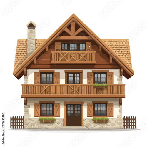 Authentic Swiss Wooden House Depicting Traditional Architecture Design