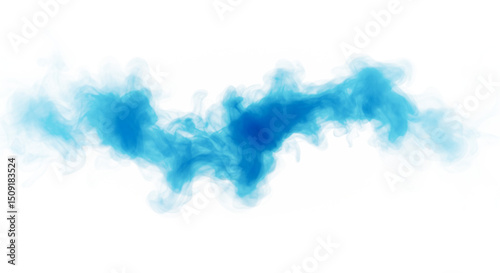 A cloud of blue smoke on a transparent background, smoothly spreading in the air.