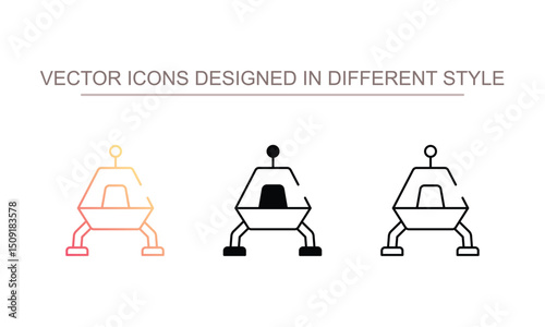 Moon Lander icon design with white background stock illustration