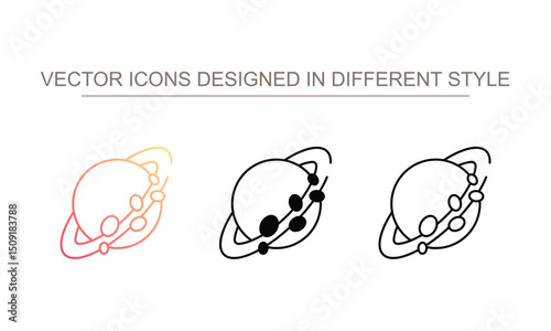 Planet Asteroid Belt icon design with white background stock illustration