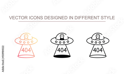 Error 404 Ufo icon design with white background stock illustration