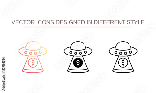 Ufo Pull Money icon design with white background stock illustration