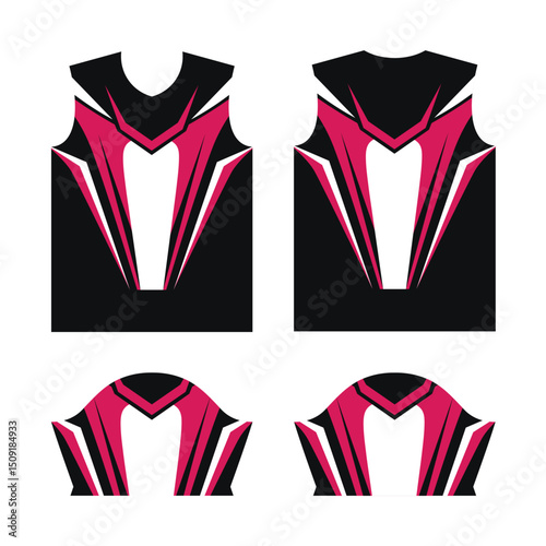 T-shirt sport jersey design template, with geometric line halftone background. Sport uniform, for sport club, Vector Illustration
