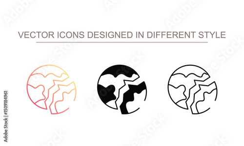 Planet Destroy icon design with white background stock illustration