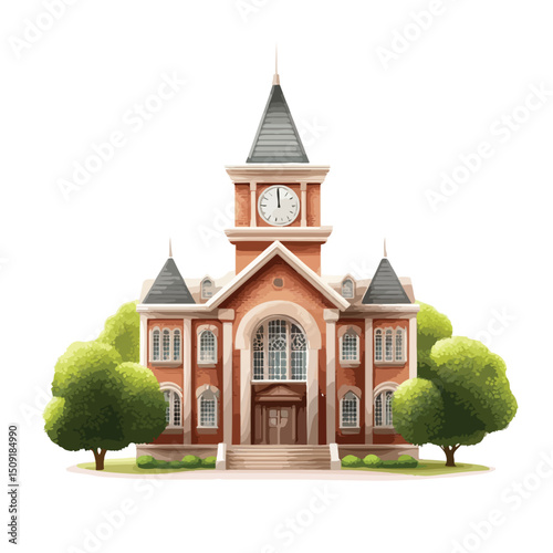 Modern University Building Symbol Vector Illustration for Educational Purposes