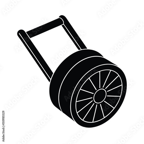 Ab Roller Gym Core Trainer Equipment Silhouette Vector Art Illustration