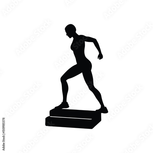 Aerobic Stepper Workout Platform Equipment Silhouette Vector Art Illustration