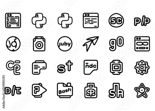Programming language and development icons set