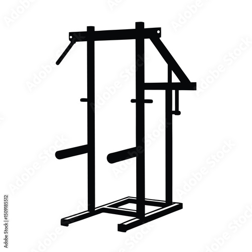 Assisted Pull Up Machine Gym Equipment Silhouette Vector Art Illustration