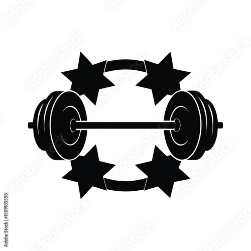 Barbells Strength Training Weights Gym Equipment Silhouette Vector Art Illustration