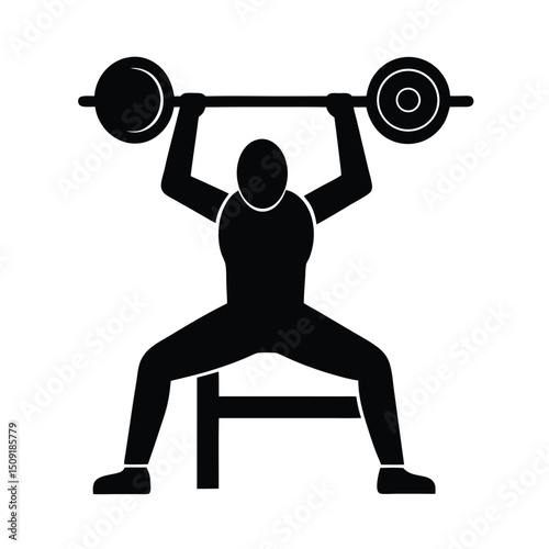 Bench Press Chest Workout Exercise Gear Silhouette Vector Art Illustration