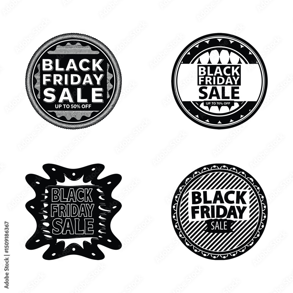Obraz premium Black Friday Sale Badges Collection