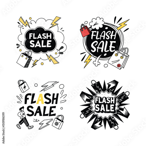 Black Friday Sale Shopping Bags with Stars