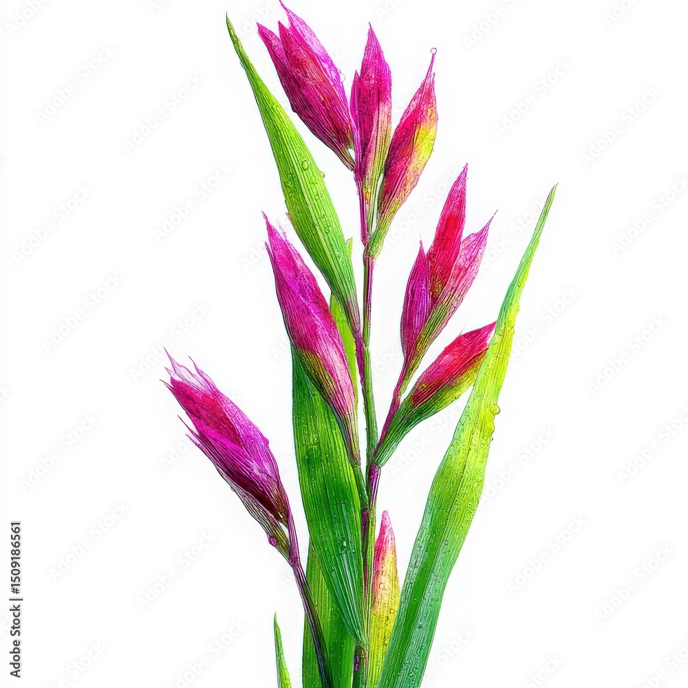 Fototapeta premium Vibrant Pink Flowers with Dew Drops