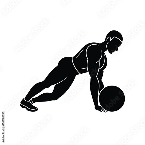 Core Trainer Ab Exercise Equipment Silhouette Vector Art Illustration