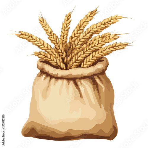 High-Quality Wheat Flour Sack Vector Illustration for Culinary Designs