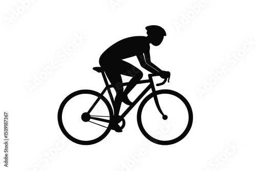 Cyclist Riding Bicycle Outdoor Activity Silhouette Vector Art Illustration