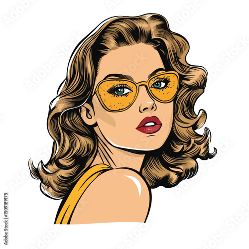 Female Pop Art Cartoon Characters Vector Illustration Isolated on White Background