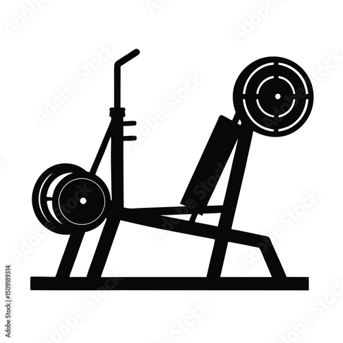 Hack Squat Machine Gym Training Gear Silhouette Vector Art Illustration