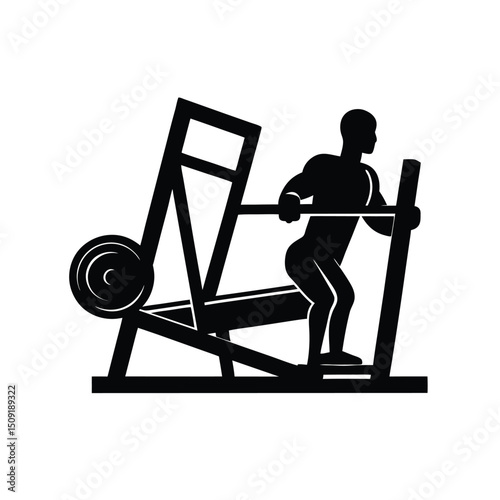 Hack Squat Lower Body Strength Exercise Silhouette Vector Art Illustration