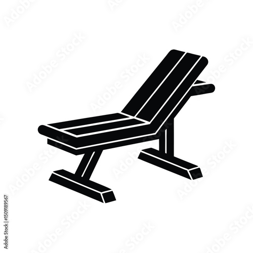 Incline Bench Upper Body Training Equipment Silhouette Vector Art Illustration