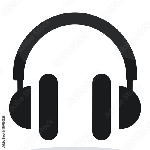 Simple vector headphones icon on transparent background for music and podcast app concept