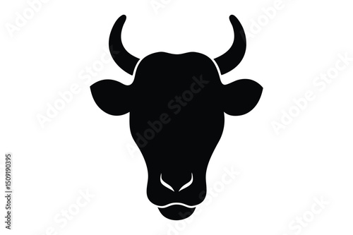 Monochrome cow head silhouette vector graphic | bold and minimal farm animal design