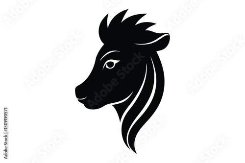 Side profile cow head silhouette vector art | clean livestock animal drawing in black
