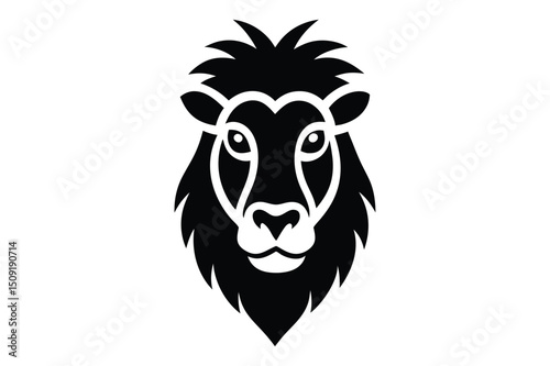 Artistic cow head silhouette vector image | clean animal face outline for farm designs