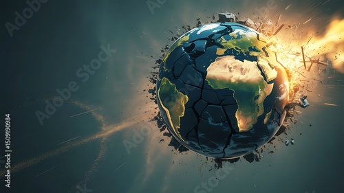 Earth globe featuring a prominent hole symbolizing environmental issues or global challenges.