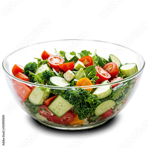 vegetable salad in a glass bowl isolated on transparent background