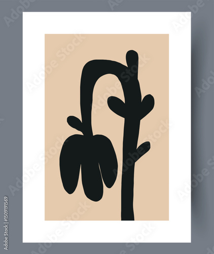 Art piece showcasing minimalist black flower designs set against a soft, pleasing background