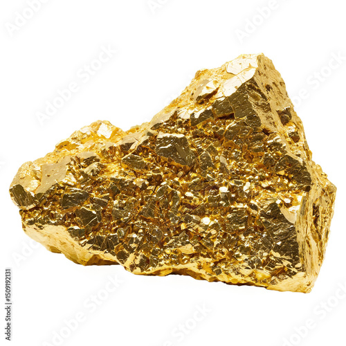chunk of gold ore isolated on transparent background
