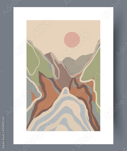 Abstract Landscape Art featuring Soft Earth Tones beautifully depicted in an inspiring Sunrise