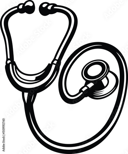 Stylish stethoscope vector graphics resource, stethoscope silhouette vector art, stethoscope line art vector icon design