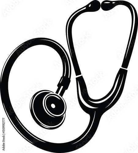 Stylish stethoscope vector graphics resource, stethoscope silhouette vector art, stethoscope line art vector icon design