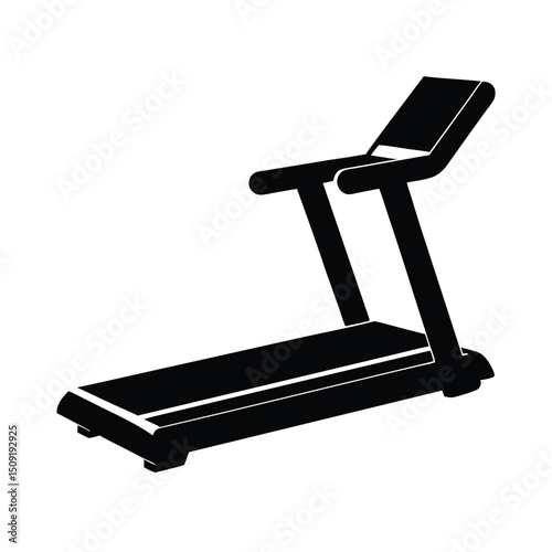 Treadmill Cardio Fitness Machine Silhouette Vector Art Illustration