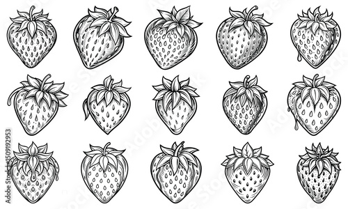 High-Quality Strawberry Coloring Page for Adults Featuring Fine Line Details, Perfect for Art Therapy, Relaxation, and Stress Relief in Printable or Coloring Book Format.