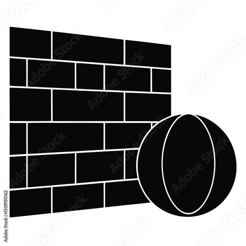 Wall Ball Minimalist Fitness Training Tool Silhouette Vector Art Illustration