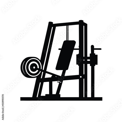 Vertical Leg Press Strength Training Equipment Silhouette Vector Art Illustration