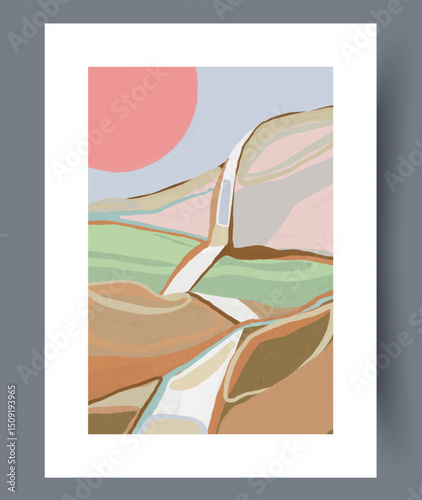 An Exquisite Collection Featuring Abstract Landscape Art That Showcases Soft Hues and Textures