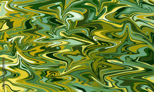Artistic colorful chaos of paints. Abstract spilled background in green tones. Ecological theme in natural shades.