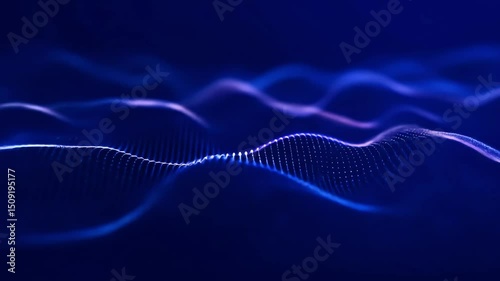 Serene movement of digital blue waves cascading gently simulating calming ocean currents with depth