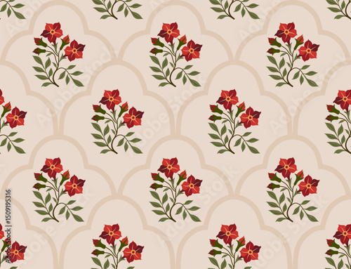 Hand drawn colourful geometric flowers, seamless patterns with floral for fabric, textiles, clothing, wrapping paper, backdrop, banner, illustration, abstract backgrounds.
