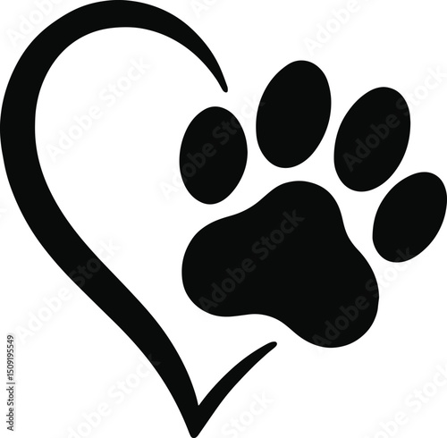 Heart Paw Vector EPS Design