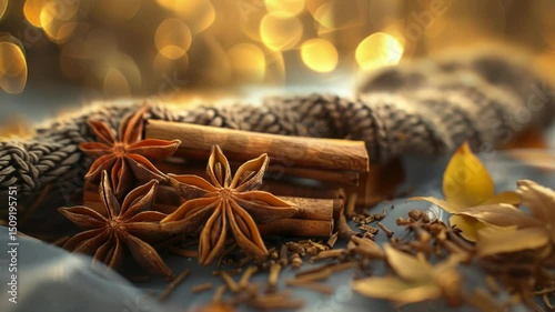 Cinnamon sticks and star anise spices