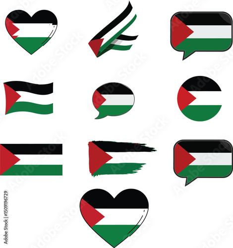 Palestine flag and Gaza flag map of country illustration