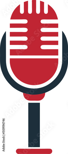 Mic icon for sound recording, podcast or stage performance in modern vector style